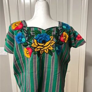 Vintage Handwoven Embroidered 100% Cotton Guatemala Huipil Guipil One Size